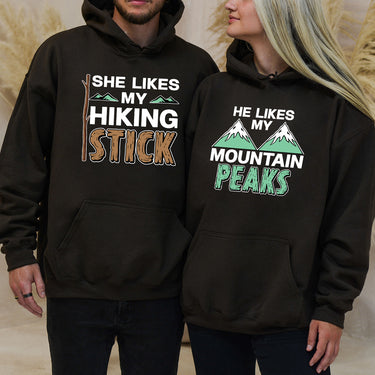She Likes My Hiking Stick He Like My Peaks Matching Hoodies For Couples